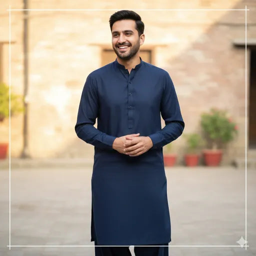 Navy Blue Command Classic Wash & Wear Men’s Unstitched Suit – Timeless Authority 2026 Collection